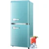 3.8 Cu.Ft Retro Fridge with Bottom Freezer and Drawer, 2 Door Refrigerator with 7 Adjustable Temperature Settings Blue