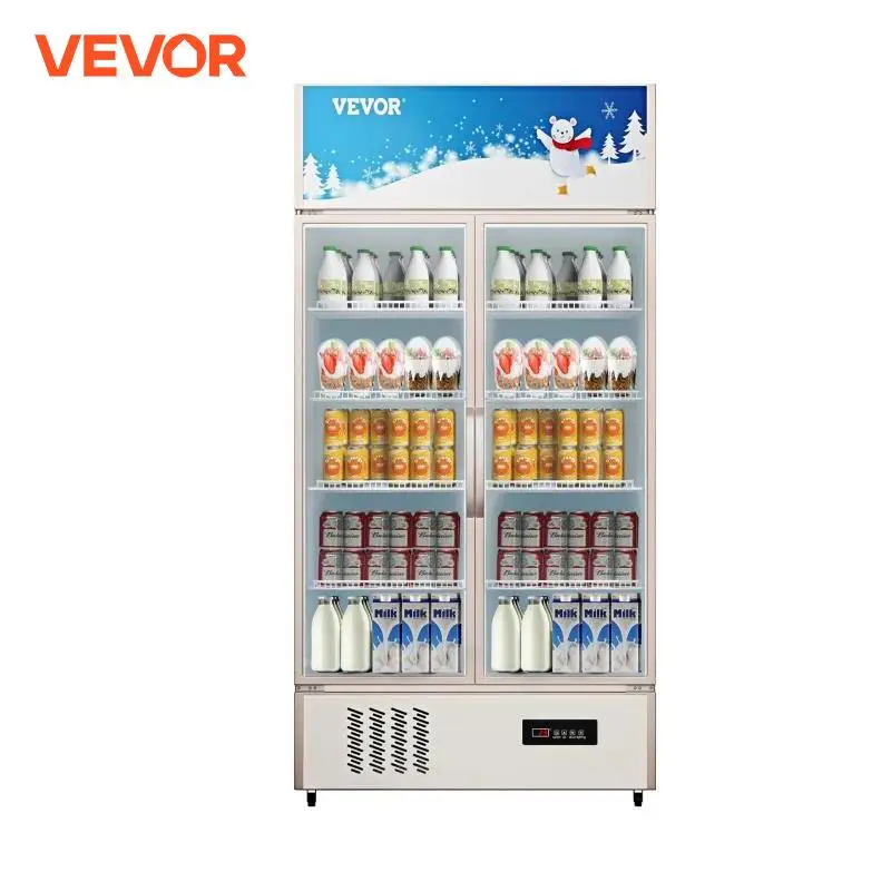VEVOR 23cu.ft Commercial Refrigerator Display Fridge Upright Beverage Cooler Glass Door&LED Light for Home Store Gym or Office